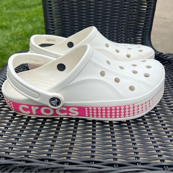 Crocs Adults Bayaband Logo White & Pink Women’s 10 // Men’s 8 - Picture 9 of 16